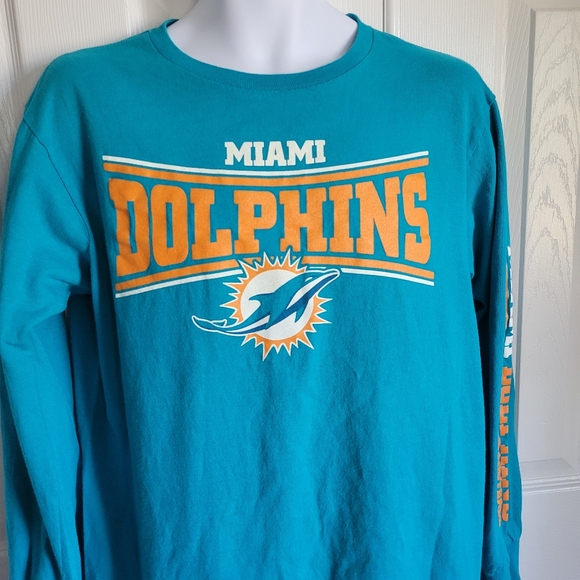 Majestic Miami Dolphins football team teal orange white long sleeve shirt medium - Picture 2 of 16